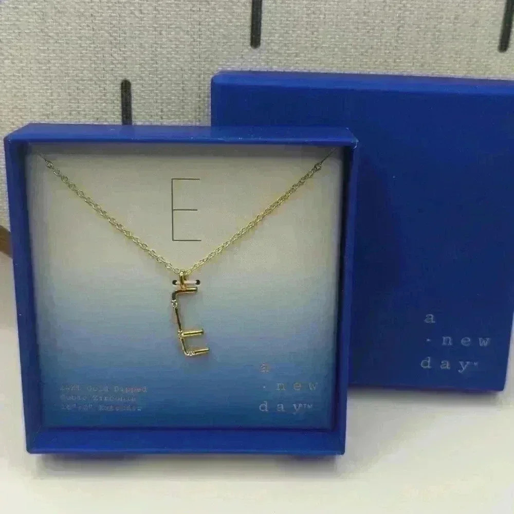 A New Day 14kt Gold “E” Personalized Initial Necklace
